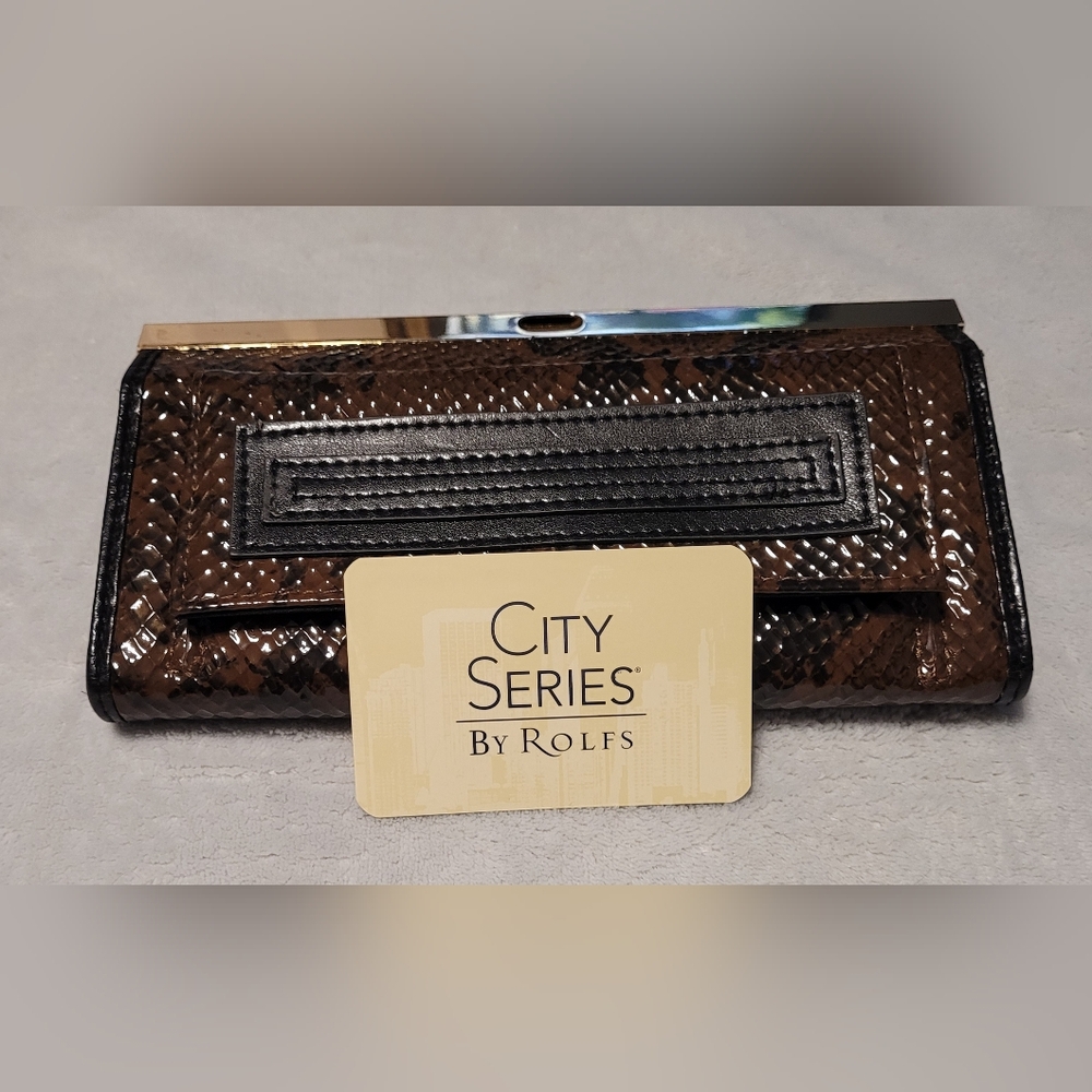 Brown and Black Women's Clutch/Wallet